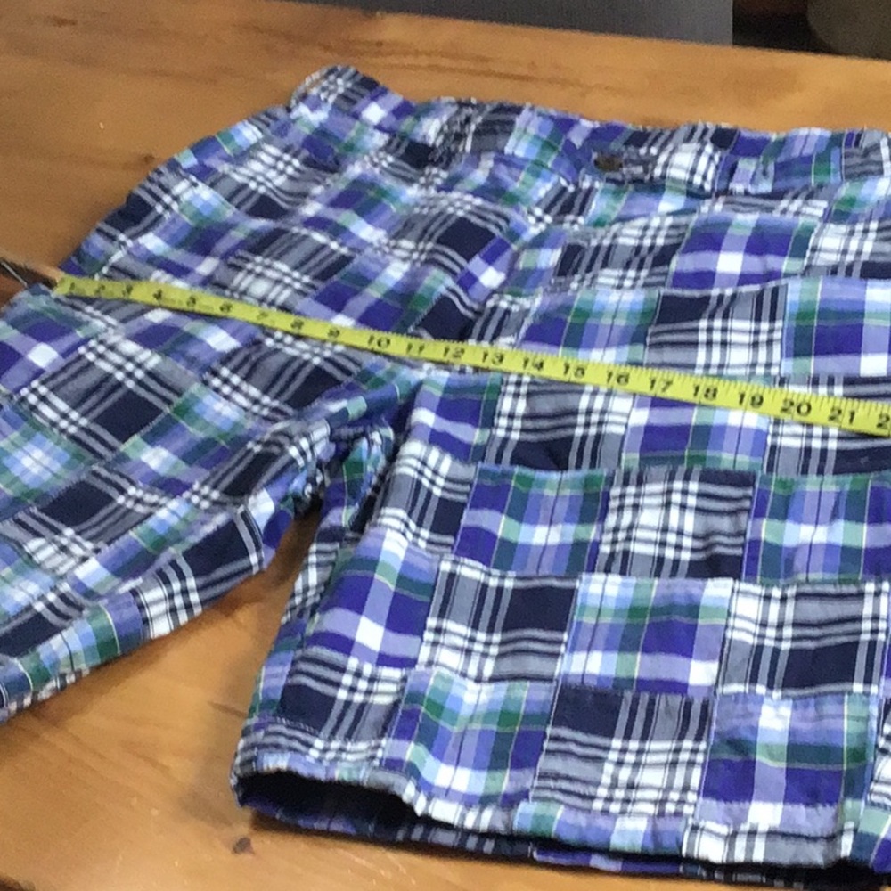 Brooks Brothers Madras -Blue, Green & White Plaid Flat Front Shorts size 42 - Picture 8 of 10